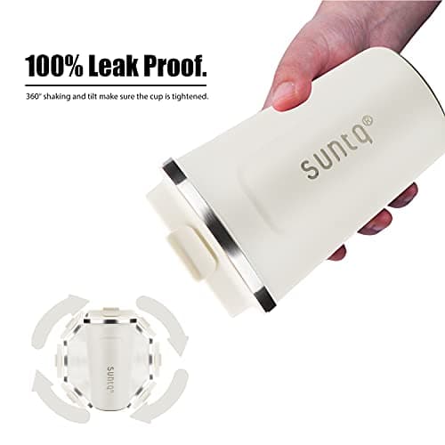 SUNTQ Reusable Coffee Cups Travel - Coffee Travel Mug with Leakproof Lid - Thermal Mug Insulated Cup - Stainless Steel Coffee Travel Cup, for Hot and Cold Drinks, 18oz/510ml, Cream White — view 5