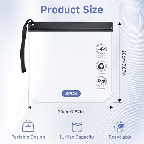 8 PCS 20x20cm Airport Security Liquids Bags, TSA Approved — view 2