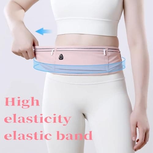 YITORMAN Running Belt Waterproof Adjustable Elastic Strap, Sweatproof Waist Pack with Large Capacity for Men & Women, Ideal for Running, Hiking, Travel Lycra Material (Purple) — view 4