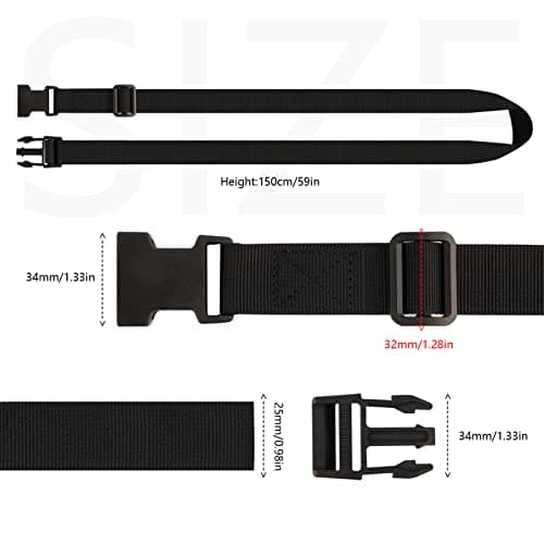 25mm Nylon Webbing Straps Luggage Straps With Flexible Adjustable Buckles Suitcase Travel Belts, Luggage Connecting Straps, Suitable For Luggage Bags, Travel Items, Outdoor Tents（Black, 4 Pcs） — view 2