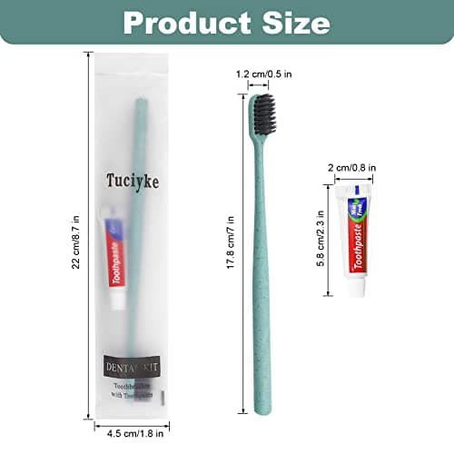Disposable Toothbrush with Toothpaste Pack of 25,Green Hotel Toothbrush Set Individually Wrapped Manual Travel Toothbrush Kit for Adults,Kids,Hotel,Homeless,Nursing Home,Charity — view 4