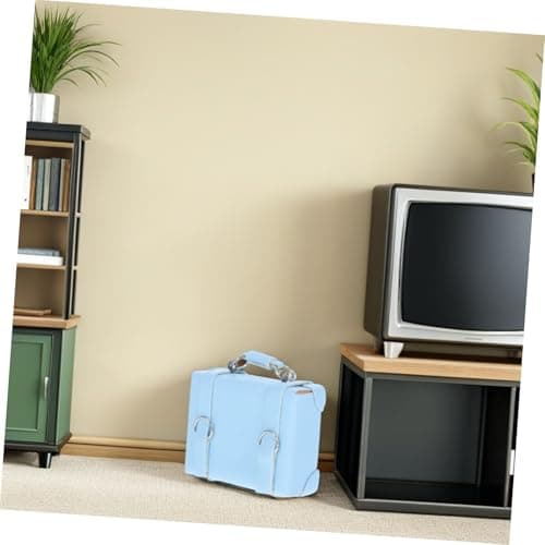Miniature Toy Suitcase Wooden Faux Leather Metal Rectangular Doll — view 6