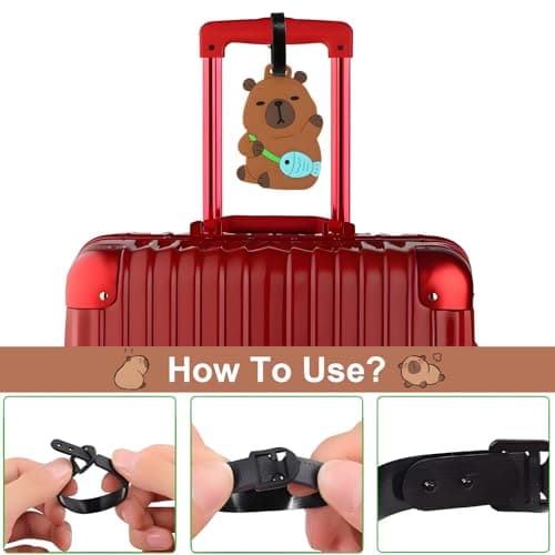 2PCS Luggage Tags, Cute Capybara Suitcase Tags, Silicone Secure Suitcase Labels for Travel Perfect to Quickly Spot, Baggage Labels Suitcases Name ID Cards Travel Accessories for Kids Boys Girls — view 2