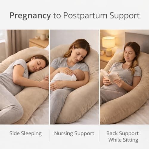 Emirates Living G-Shaped Maternity Pillow for Pregnancy – Full Body Support Pillow for Sleeping, Back, Hips & Legs – Large Pregnancy Pillow - Beige — view 5