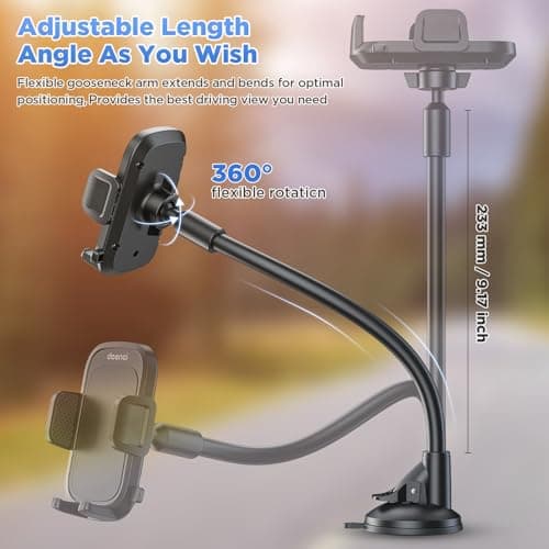 doenci Car Phone Holder, Super Suction Cup & 9 Inch Flexible Gooseneck Arm — view 2