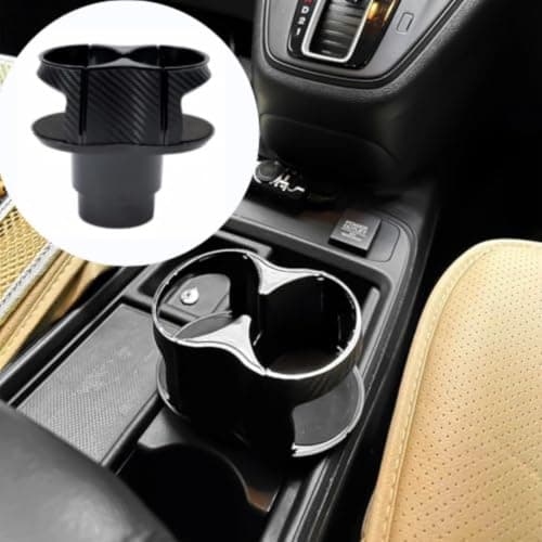 2-in-1 Car Cup Holder Expander with Adjustable Base 64-95mm, Dual Drink Adapter with Anti-Slip Clamps for Travel Mugs, Carbon Fibre Finish Beverage Stand — view 3