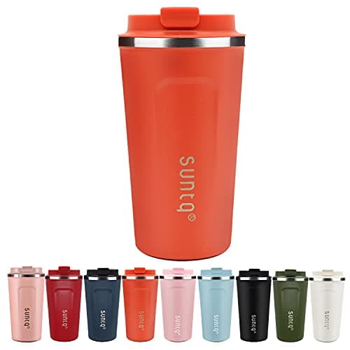 SUNTQ Reusable Coffee Cups Travel - Coffee Travel Mug with Leakproof Lid Stainless Steel Coffee Travel Cup (Tangerine, 18oz/510ml)