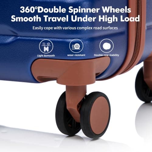 Rocklands London Suitcase Medium 25 Inch Hard Shell Lightweight Checked Luggage with 360° Rubber Spinner Wheels Durable Travel Case Telescopic Handle, TSA Lock (Royal Blue) — view 4