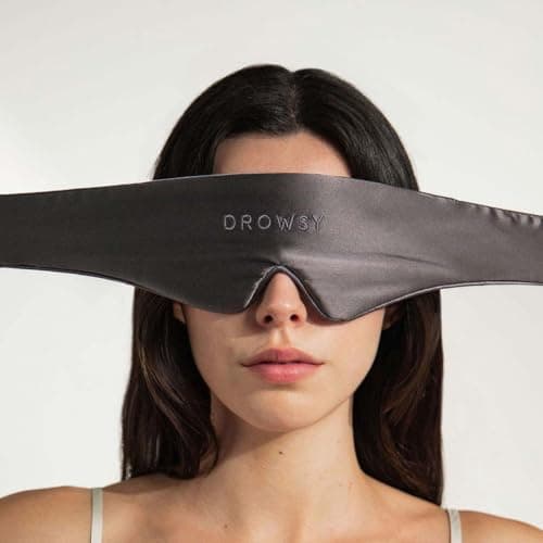 Drowsy Featherweight Silk Sleep Mask – Luxury Blackout Eye Mask for Sleeping & Travel, 100% Mulberry Silk, Lightweight Comfort, Adjustable Strap, Protects Skin & Hair - Moonlight Shadow — view 4