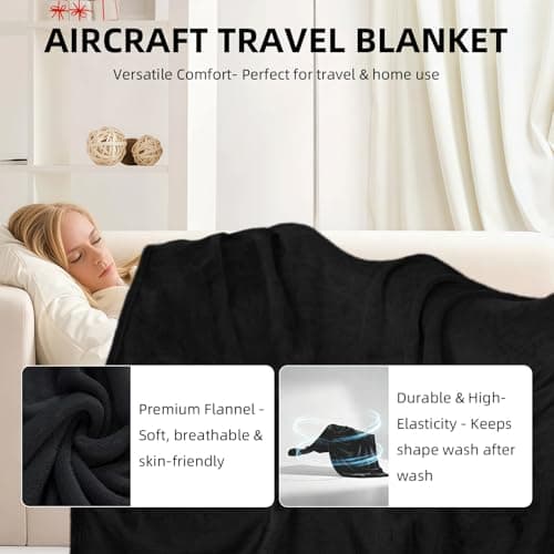 2 in 1 Travel Blanket and Pillow, Black — view 4