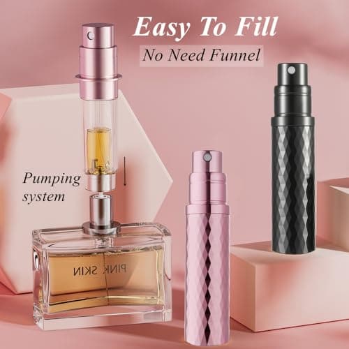 Aurdox Perfume Atomiser Refillable, Mini Perfume Travel Bottle, Small Perfume Spray Bottles with Bottom Pump, Leaking Proof and Portable for Women and Men, Elegant Dimond Design,5ml — view 2