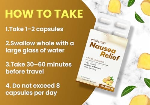 Purosure Nausea Relief Ginger Capsules for Travel Sickness Relief, 250 mg (20) — view 5