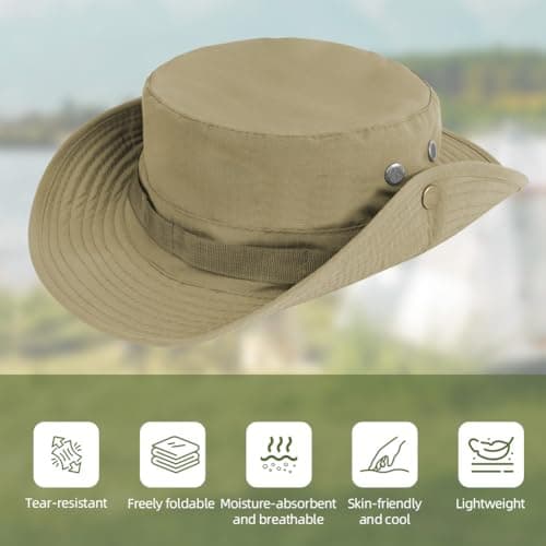 DiULi Sun Hats Convertible Safari Hat with Foldable Brim, Dark Khaki — view 4