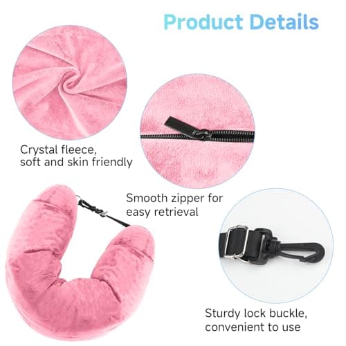 AHRLIC Soft Stuffable Neck Pillow for Travel Multifunctional U-Shaped Cushion Fillable with Clothes for Extra Luggage Space, Adjustable Strap for Airplane, Camping, Train, Hiking (Rose Red) — view 3