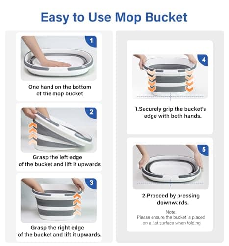 Lesipee Upgraded Collapsible Mop Bucket 16L with Multi-Functional Lid, 4-in-1 Foldable Silicone Tub, Portable Table Surface, Floor Stand & Device Holder, Space Saving for Camping, Home & Outdoor — view 4