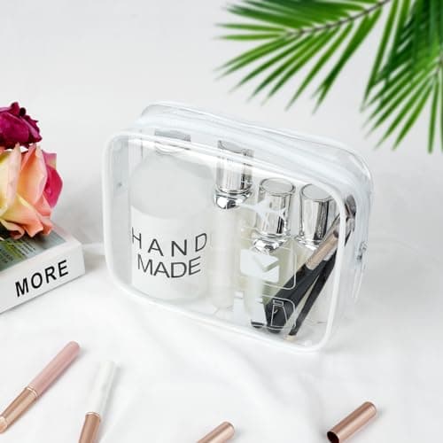 Aucuu Clear Toiletries Bag, 1Pack PVC Waterproof Toiletries Carry Pouch, TSA Approved Travel Toiletry Bag with Zipper, Portable Cosmetic Makeup Bags for Travel Business Trip-White — view 6