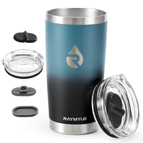 RAYMYLO Insulated Travel Coffee Tumbler 590ml, Detachable Spill-Proof Lid