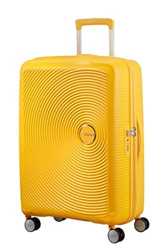 American Tourister Soundbox - Hard Shell Suitcase 67 cm Medium - Trolley Suitcase with 4 wheels, TSA Lock, Expandable & Light - 71.5/81 L - Yellow (Golden Yellow)