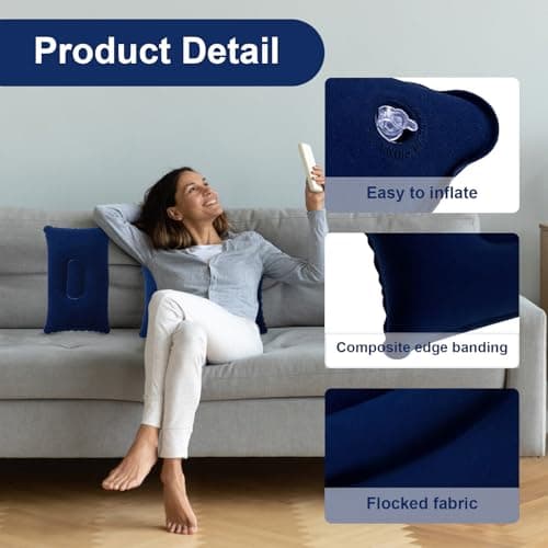 flintronic 2Pcs Inflatable Pillows, Ultralight Camping Pillows, Portable Compact Blow Up Pillows for Neck & Lumbar Support, Perfect for Travel, Camping, Outdoors, Fishing, Beach，Navy — view 3
