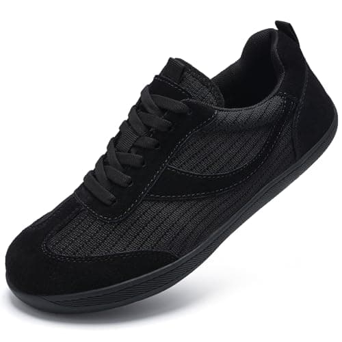 Wide Fit Trainers for Women Barefoot Shoes Walking Sneakers All Black UK 7