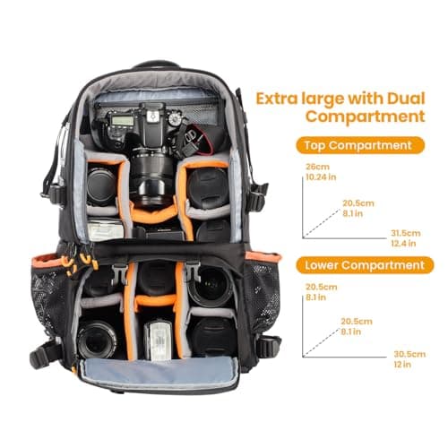 TARION 2 Bags in 1 Large Camera Bag Backpack 27L with 15.6" Laptop Sleeve — view 3