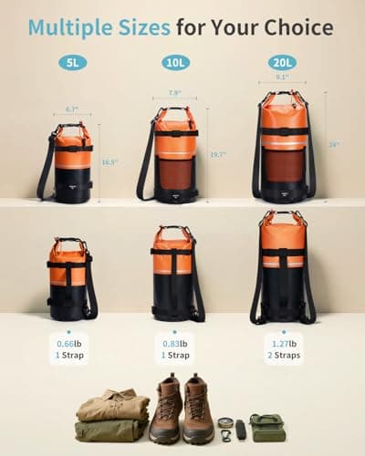 ECOHUB Waterproof Dry Bag with Waterproof Phone Case, 20L Roll Top Lightweight Dry Backpack with Long Adjustable Shoulder Strap for Kayaking Hiking Canoeing Floating Rafting Swimming, Burnt Orange — view 2