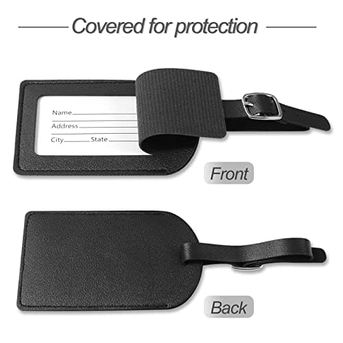 Redamancy Leather Baggage Labels, Pack of 2 Travel Bag Labels, Luggage Tags with Address Name Tag, Suitcase Tags for Preventing Loss of Bags and Suitcases(Black) — view 3