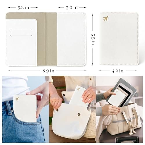 toTravelGear Passport Holder for Travel Essentials,RFID Blocking Passport Cover Case for Travel Accessories,Travel Wallet for Women Men, Cream, Minimalist — view 2