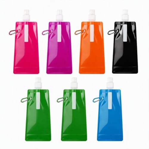 Vosali 7 Pack Foldable Water Bottle 500ml with Sturdy Carabiner Clip — view 2