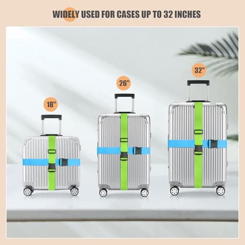 Ninmaofly 4 Pcs Luggage Straps for Suitcases, Adjustable Suitcase Straps — view 6