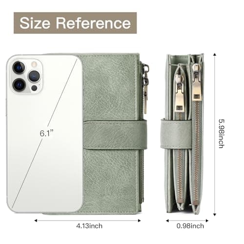 GOIACII Leather Purses for Women, Bifold Compact Womens Wallet with RFID Blocking, Medium Ladies Purse Credit Card Wallet with 16 Card Slots and Zip Coin Pocket — view 6