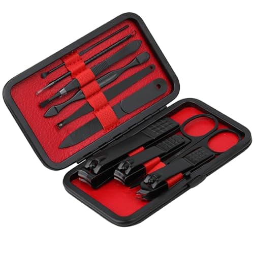 Glamne Manicure Set Nail Clippers Kit Professional Stainless Steel Nail Care Tools with Leather Travel Case 10 in 1 Black — view 2