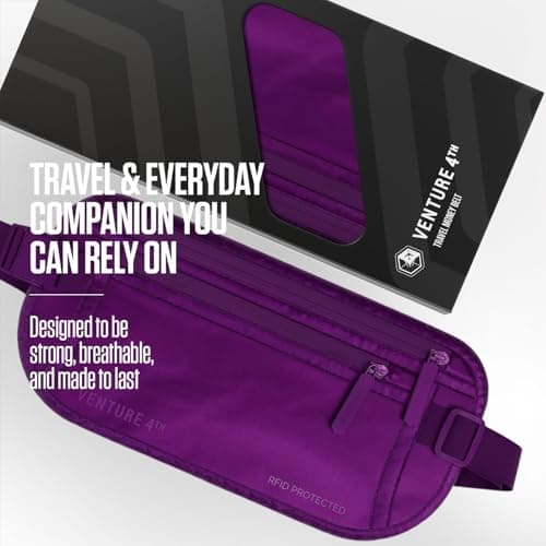 VENTURE 4TH Slim Passport Holder - RFID Blocking Travel Pouch to Protect Cash, Credit Cards and Travel Documents, Sleek Purple, One Size, Modern — view 4