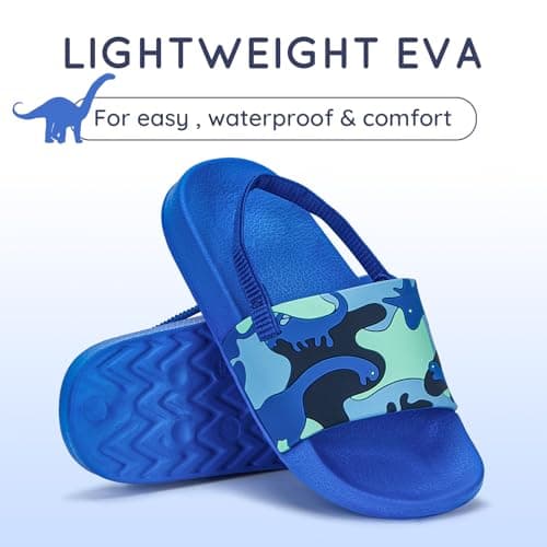 FUNCOO PLUS Kids Sliders Flip Flops Sandals, Blue Dinosaur Size 7/8 — view 3