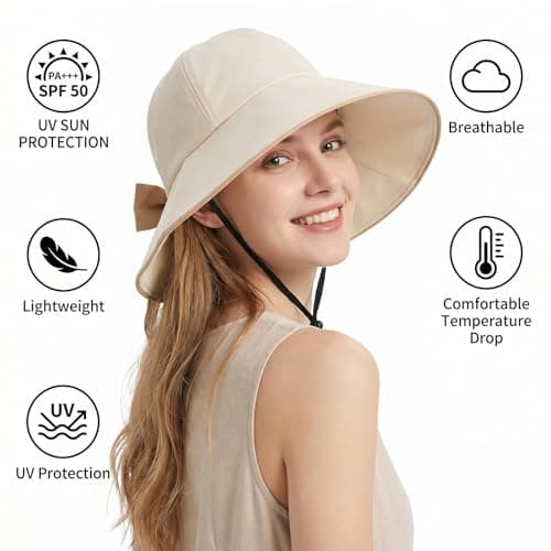 Wide Brim Sun Hat UPF 50+ Uv Protection Beach Hat for Travel Hiking — view 4
