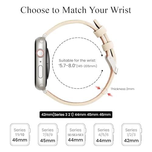 SUNFWR Women's Leather Bracelet for Apple Watch 42 mm (Series 11/10) 41 mm — view 2
