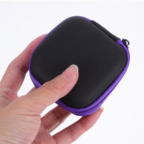 KICHOUSE Mini Headphone Storage Box Hard Water-Resistant Carrying Case with Mesh Pocket for Earphones Usb Cables and Small Accessories Compact Portable Travel Earbud Pouch — view 4
