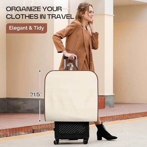 MISSLO 43" Suit Bags for Women Heavy Duty Garment Bag for Clothes Travel Mens Suit Carrier for Coats, Jackets, Shirts, Dress Cover, Beige — view 2