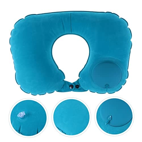 VOSAREA Inflatable U-shaped Neck Cushion Travel Pillow Neck Support and Eye Mask, Soft Auto-inflating Rest Pillow Set for Comfortable Sleep and Relaxation, Blue 4pcs Travel Comfort Kit — view 6