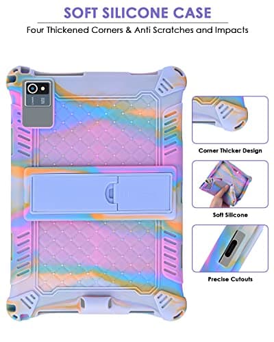 KATUMO Universal Silicone 10.1 inch Tablet Case, Rose Red+Purple — view 5