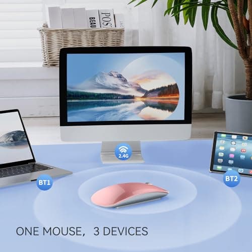 Uiosmuph Bluetooth Mouse,USB C Rechargeable Wireless Mouse,Silent,Rose Gold — view 3