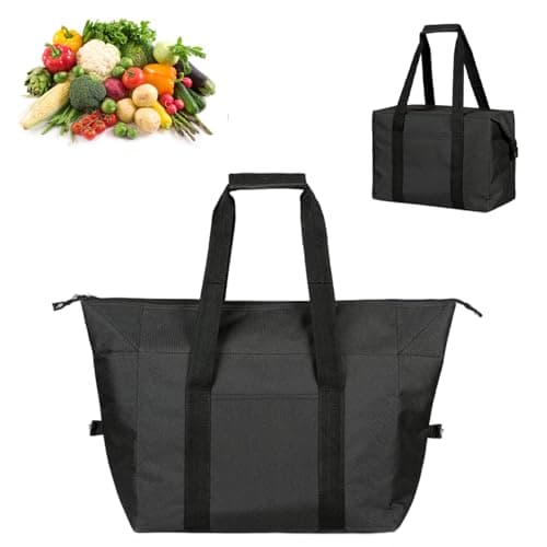 Foldable 20L Cooler Bag with Hard Liner, Insulated Shopping Bags for Frozen Food, Large Lunch Bag, Portable Leakproof Thermal Picnic Bag for Beach, Camping, BBQ, Outdoor Activities,School & Work