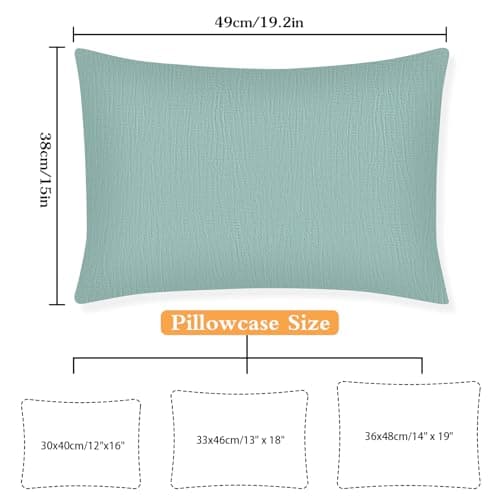 Winmany Toddler Cotton Muslin Pillowcases - Baby Girl Boy Pillow Case Travel Cushion Covers with Envelope Design - Cot Bed Accessories - Fit for 13"x18", 14" x 19", 12"x16" Pillows (Green+Light Grey) — view 3