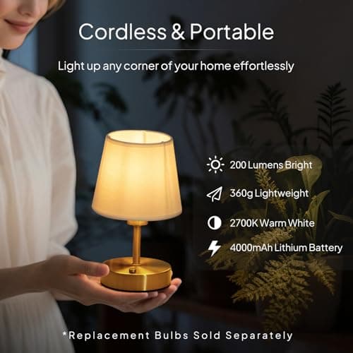 EppieBasic Rechargeable Cordless Table Lamp, 2700K Dimmable, Small — view 4