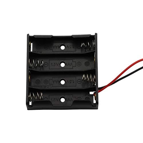 GTIWUNG (Pack of 6) 4 AA Battery Holder, Battery Storage Box, Battery Holder Case Box with Wire, Black Plastic Batteries Case with Pin, 4 X 1.5V 6V AA Battery Holder with Leads(4 Solts) — view 3