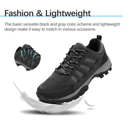TRAILBLITZ Walking Shoes Mens Lightweight Non Slip Comfortable Hiking Boots Climbing Trekking Outdoor Camping Trainers Mesh Lining Casual Men's Lace-Ups (7.5 Man,Gray) — view 4