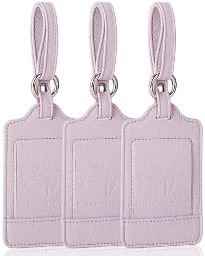 Teskyer 3 Luggage Tags for Suitcases, Travel Essentials, Light Purple