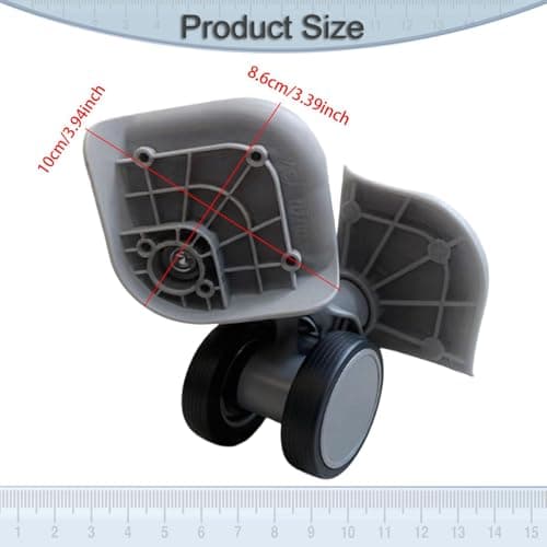 Ronyme 2Pcs Luggage Wheels Replacement Trolley Casters Sturdy 360 Degree Rotation Repair Tools Heavy Duty Double Row Suitcase Wheels, Gray — view 3