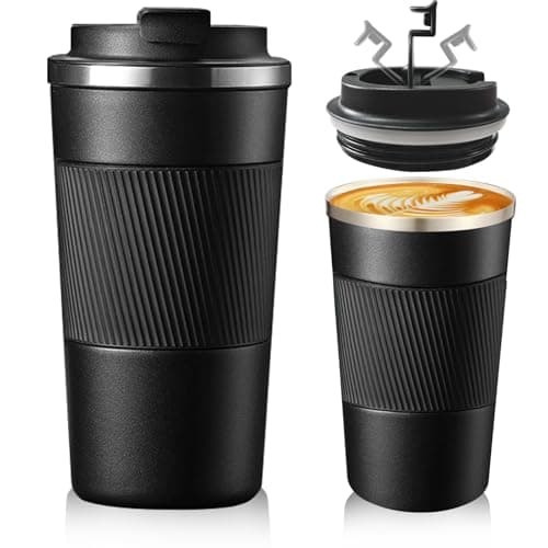 Senshuomy Travel Mug, Insulated Coffee Cup with Leakproof Lid(Black/510ml)
