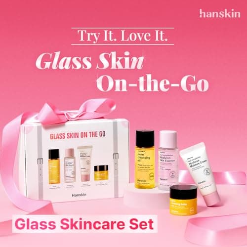 Hanskin Glass Skin On The Go Set, Essential Travel Skincare Set for Glowing Skin on the Plane, Cleansing Oil Skin Essence and Moisturiser [Set of 4/30 ml Each] — view 2